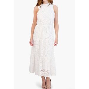 JULIA JORDAN White Tiered Eyelet Maxi Dress